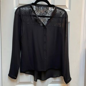 X-small black sheer lace detail shirt